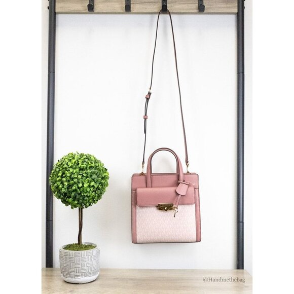 NEW Michael Kors Cece Small Pink PVC North South Flap Tote Crossbody Bag Purse - Picture 1 of 8